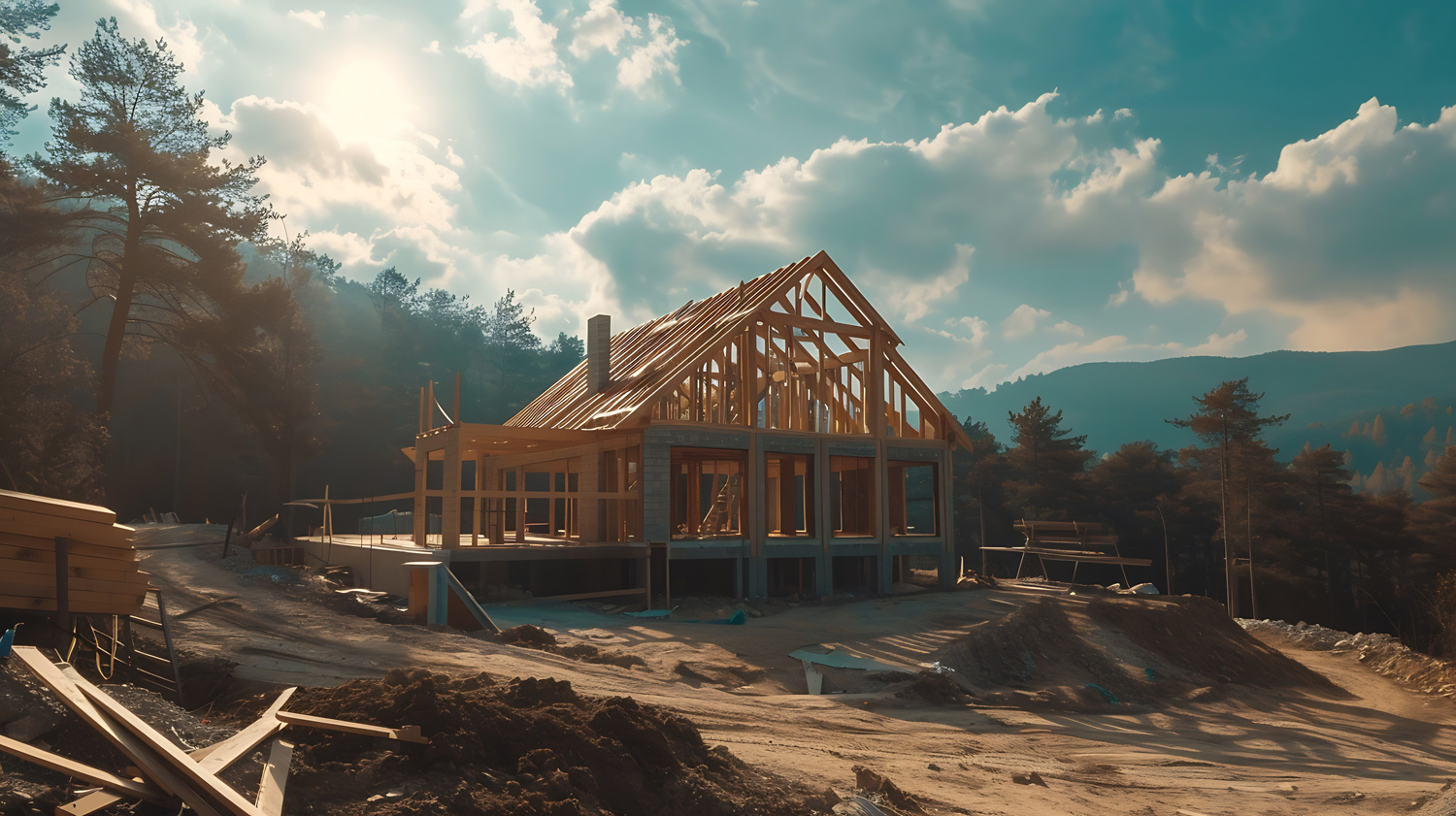 Modern mountain home design in Montana by AllHaus — large windows, natural stone, and wood detailing